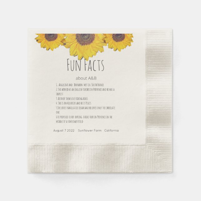 Sonnenblumentrio - Fun Fakten Napkins Serviette (Vorderseite)
