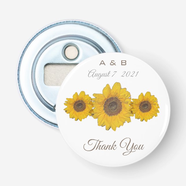 Sonnenblumentrio - Gastgeschenke Hochzeiten  Flaschenöffner (Vorderseite)