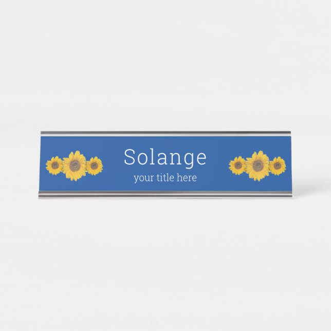Sonnenblumentrio - personalisiert   schreibtischnamensplakette (Vorderseite )
