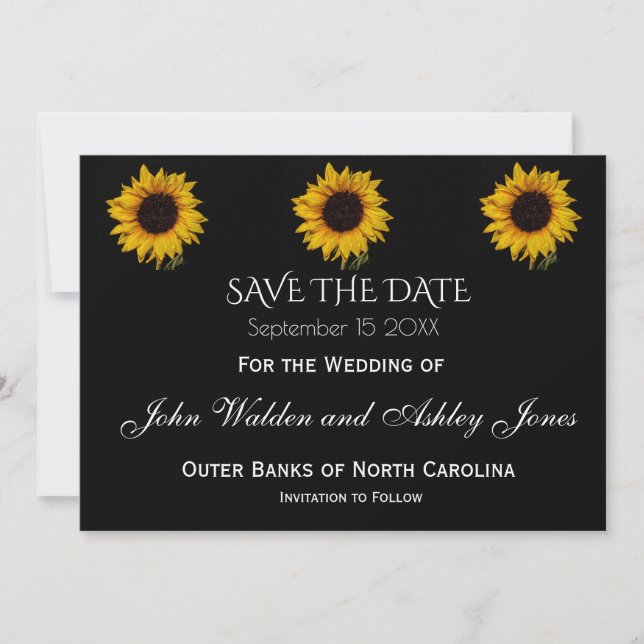 Sonnenblumentropfen Save the Date Karte (Vorderseite)