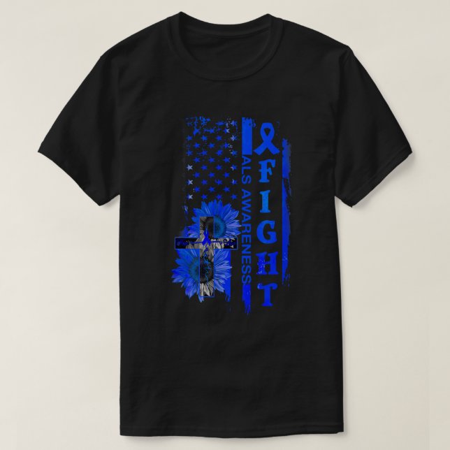 Sonnenblumenüberquerung ALS Bewusstsein T-Shirt (Design vorne)