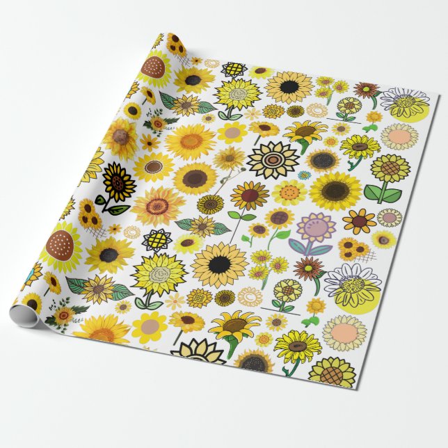 Sonnenblumenumhüllungspapier Boutique 90er Geschenkpapier (Ungerollt)