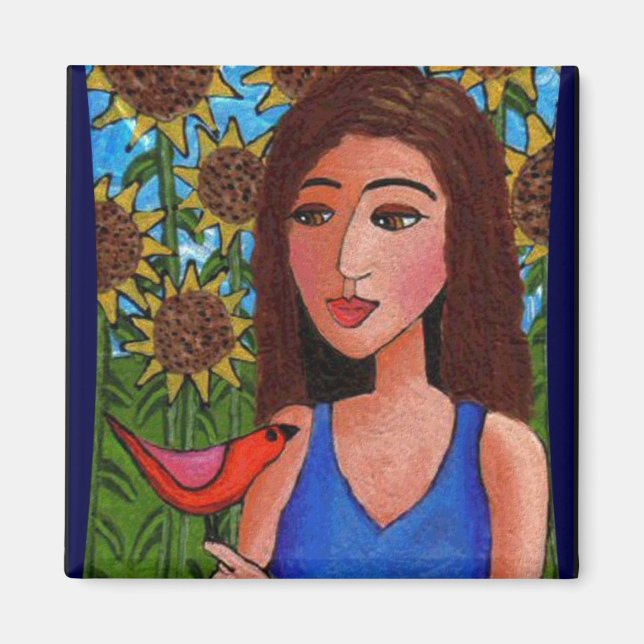 Sonnenblumenwald, Lady & Red Bird - Magnet (Vorne)