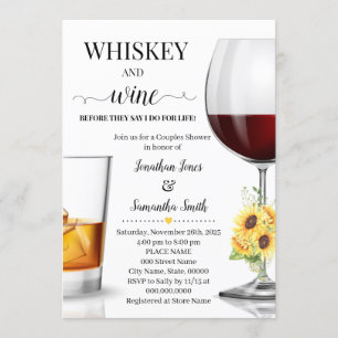 Sonnenblumenwhiskey und Wein vor dem Duschen Einladung