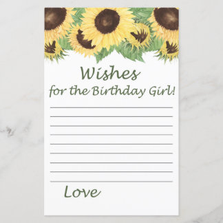 Sonnenblumenwünsche für das Geburtstagsmädchen