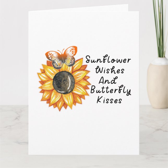 Sonnenblumenwünsche und Schmetterlingsküsse, Sonne Karte (Vorderseite)