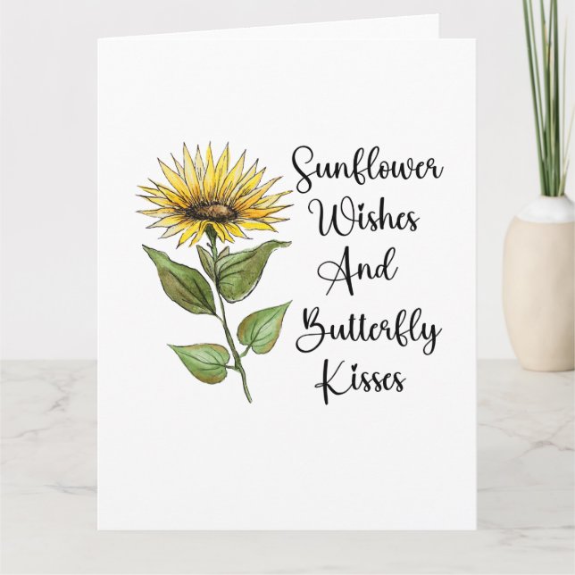 Sonnenblumenwünsche und Schmetterlingsküsse, Sonne Karte (Vorderseite)