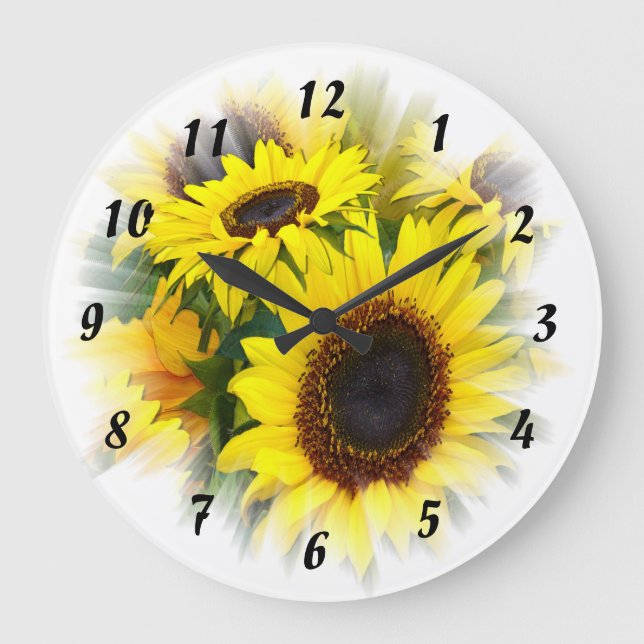 Sonnenblumenzeit Große Wanduhr (Vorderseite)