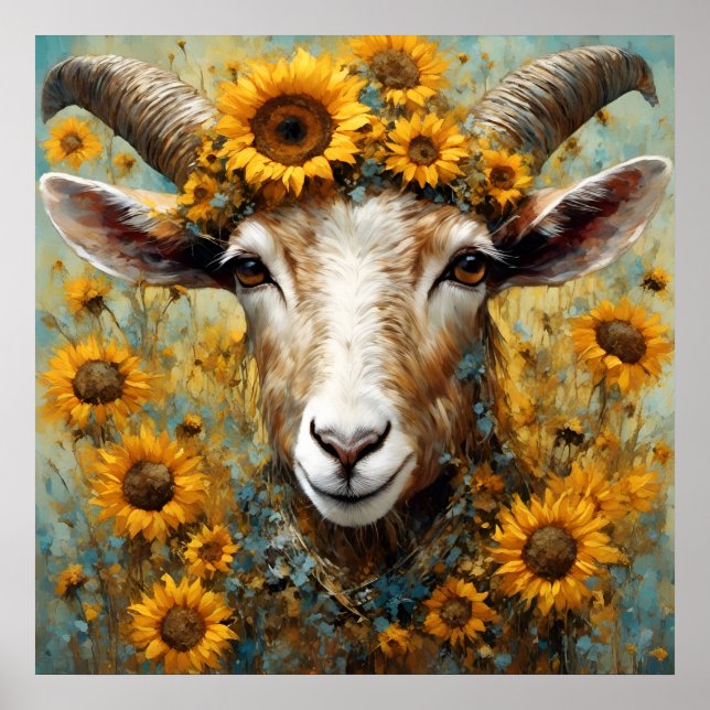 Sonnenblumenziege Poster (Vorne)
