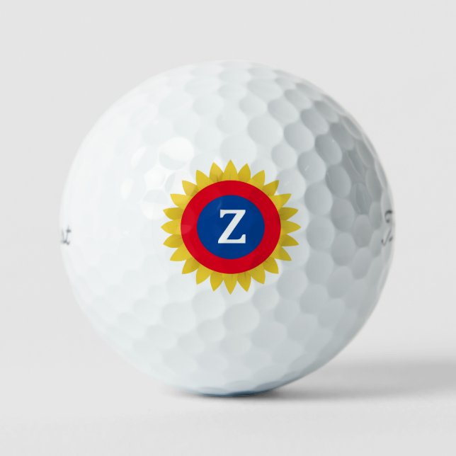 Sonnenblumenzielmonogramm Golfball (Vorderseite)