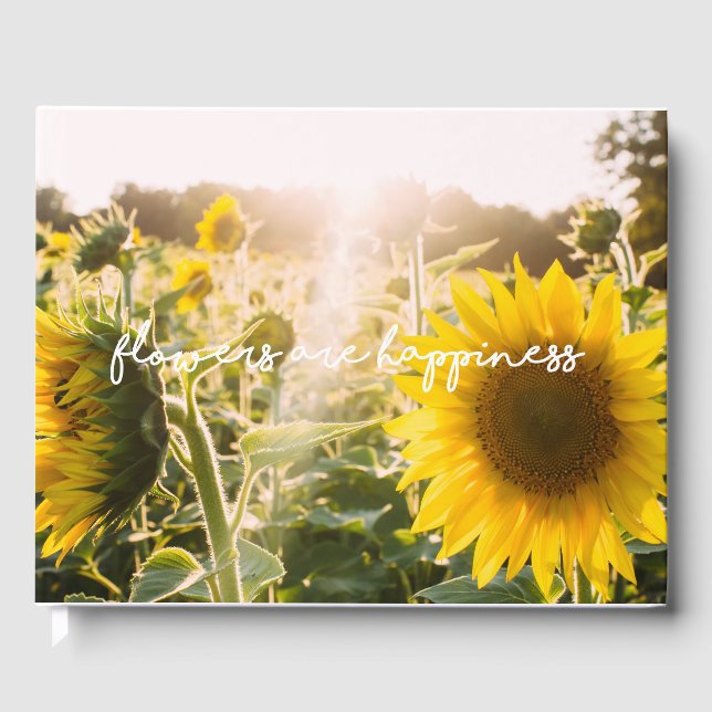 Sonnenblumenziffer "Blume sind glücklich" Gästebuch (Vorderseite)