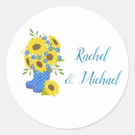 Sonnenblumenzwiebelhochzeit Runder Aufkleber