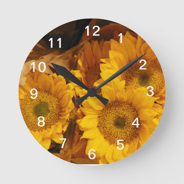 Sonnenblumeuhr Runde Wanduhr (Vorderseite)