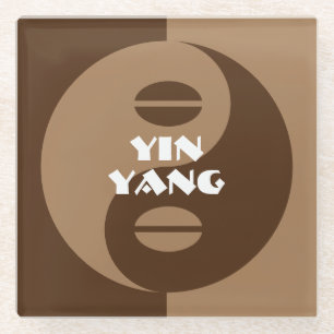Sonnenbraun Yin Yang Coffeebohnen Logo Glasuntersetzer