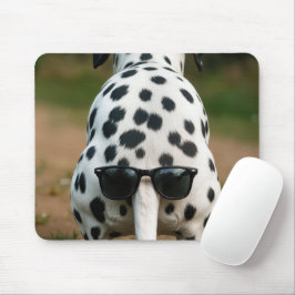Sonnenbrille an einem Dalmatinerhundeschwanz Mousepad
