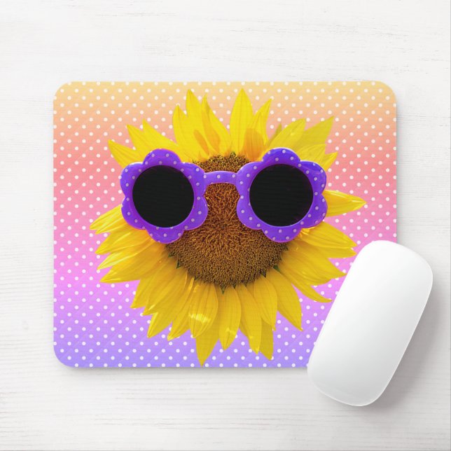 Sonnenbrille auf der Sonnenblumenmousepad Mousepad (Mit Mouse)