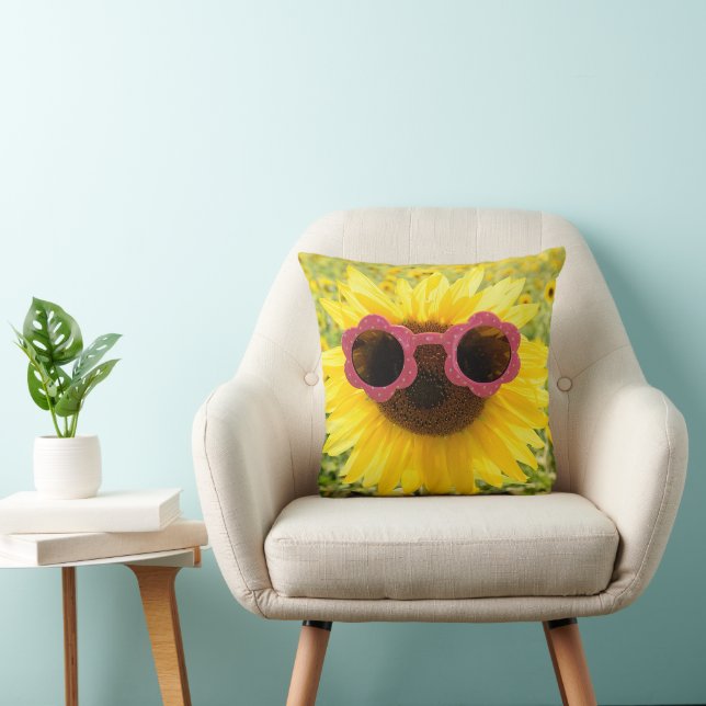 Sonnenbrille auf gelber Sonnenblume Kissen (Stuhl )