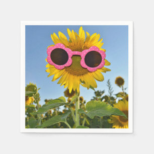 Sonnenbrille auf gelber Sonnenblume Serviette