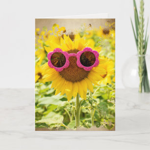 Sonnenbrille auf Sonnenblume Geburtstag Karte