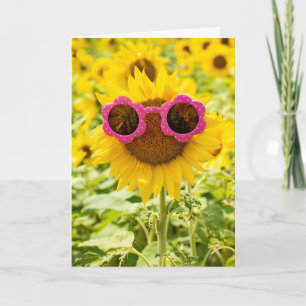 Sonnenbrille auf Sonnenblume Karte