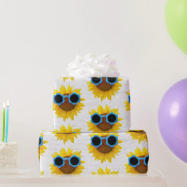 Sonnenbrille auf Sonnenblumenpapier Geschenkpapier