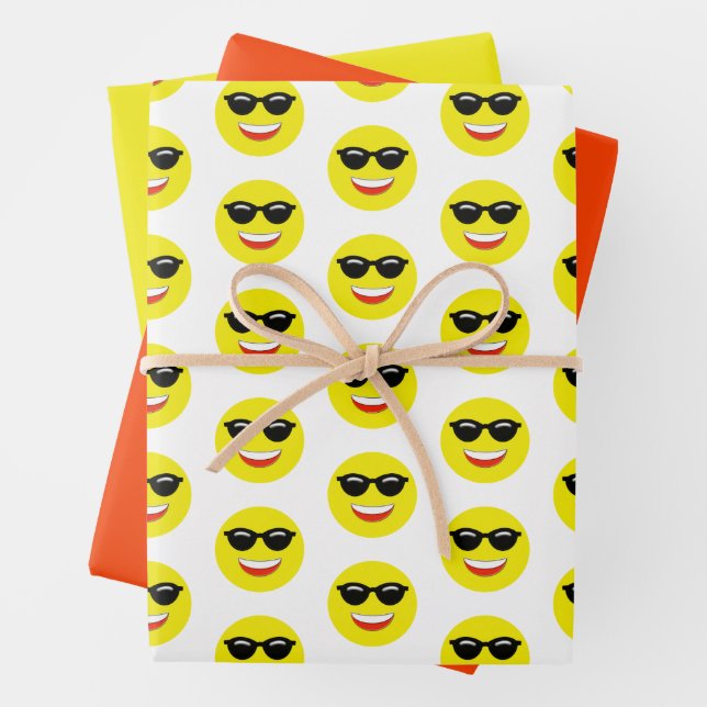 Sonnenbrille Chill Cool Emoji Pattern Geschenkpapier Set (Beispiel)