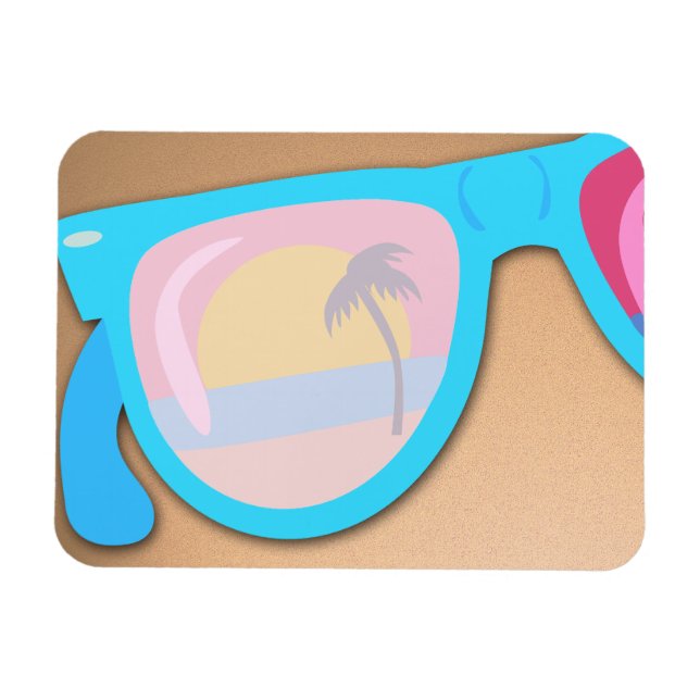 Sonnenbrille Cool Spaß Retro Illustration Magnet (Horizontal)