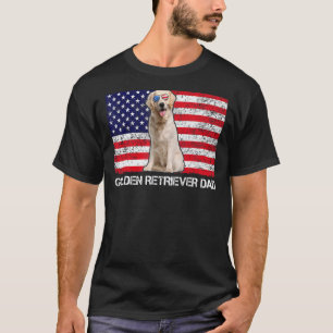 Sonnenbrille Golden Retriever Vater Flagge Amerika T-Shirt