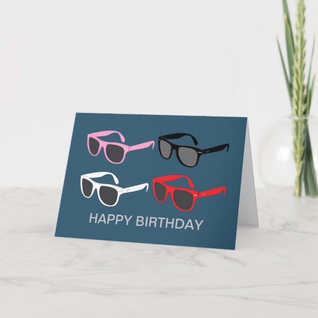 Sonnenbrille Happy Birthday Card Karte (Vorderseite)