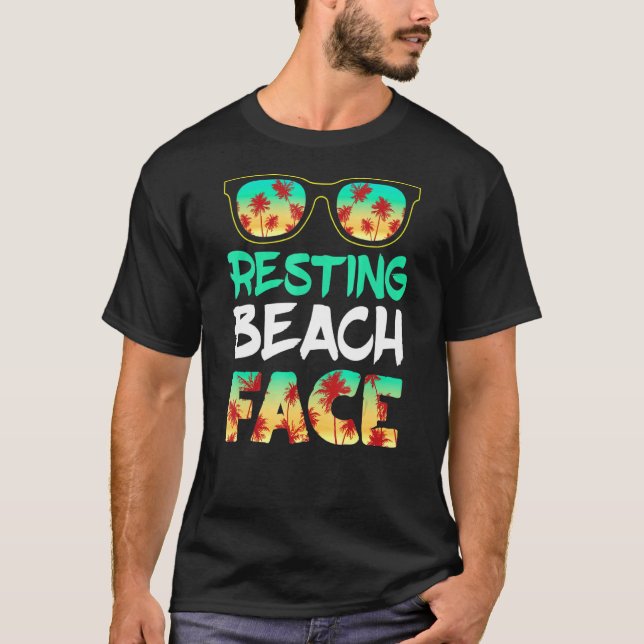 Sonnenbrille im Ruheling Beach Face Ocean Palm Tre T-Shirt (Vorderseite)