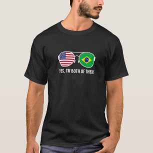Sonnenbrille in der Flagge von USA Brasilien Brasi T-Shirt