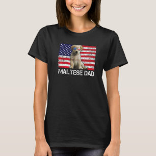 Sonnenbrille Malteser Vater Flag American Usa Hund T-Shirt