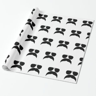 Sonnenbrille mit Schnurrbart - Farbe auswählen Geschenkpapier