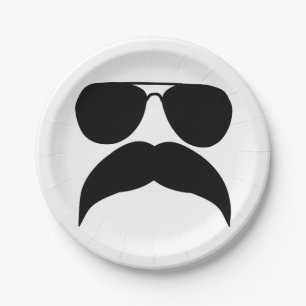 Sonnenbrille mit Schnurrbart - Farbe auswählen Pappteller