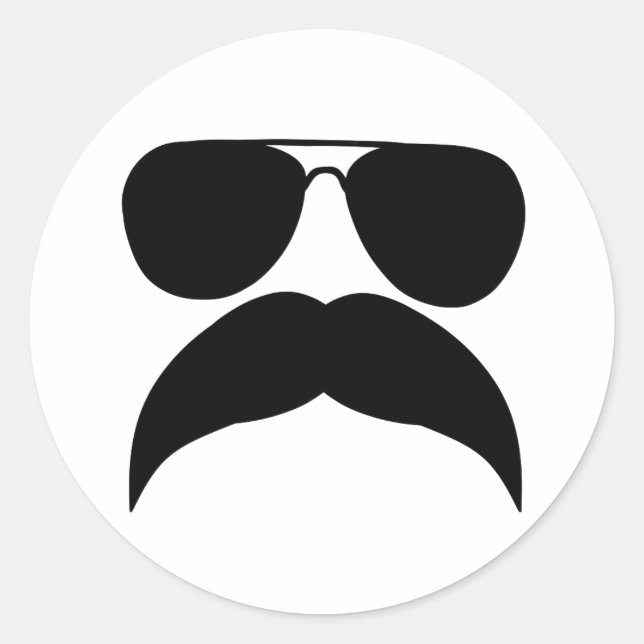 Sonnenbrille mit Schnurrbart - Farbe auswählen Runder Aufkleber (Vorderseite)