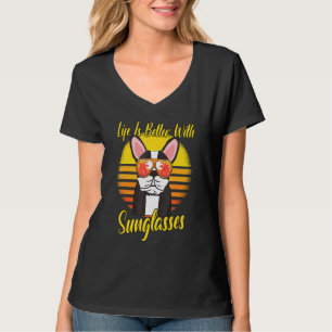 Sonnenbrille Retro Sonnenuntergang Strand Urlaub F T-Shirt