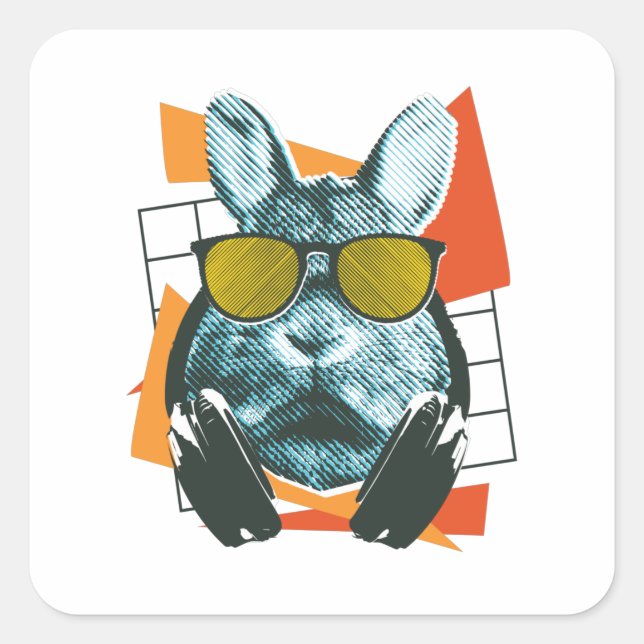 Sonnenbrille, Sonnenbrille mit Sonnenbrille Quadratischer Aufkleber (Vorderseite)