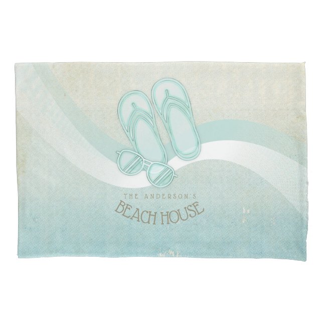 Sonnenbrille und Flip Flops Aqua ID623 Kissenbezug (Vorderseite)
