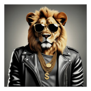 Sonnenbrille und Lederjacke für coole Tiere Poster