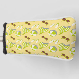 Sonnenbrille und Sonnenhut mit klarem Strandbild Golf Headcover