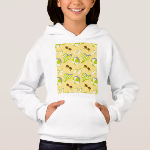 Sonnenbrille und Sonnenhut mit klarem Strandbild Hoodie
