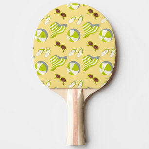 Sonnenbrille und Sonnenhut mit klarem Strandbild Tischtennis Schläger