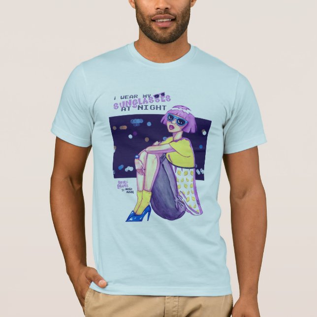 SONNENBRILLEN am NACHTT-Shirt durch milchigen T-Shirt (Vorderseite)