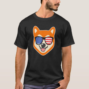 Sonnenbrillen-Flagge Akita 4. Juli Hund T-Shirt