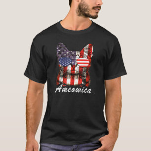 Sonnenbrillen Katze 4. Juli Patriotische Amerikani T-Shirt