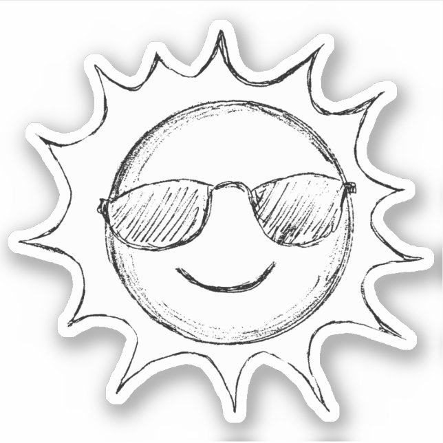 Sonnenbrillen-Sketch Aufkleber (Vorderseite)