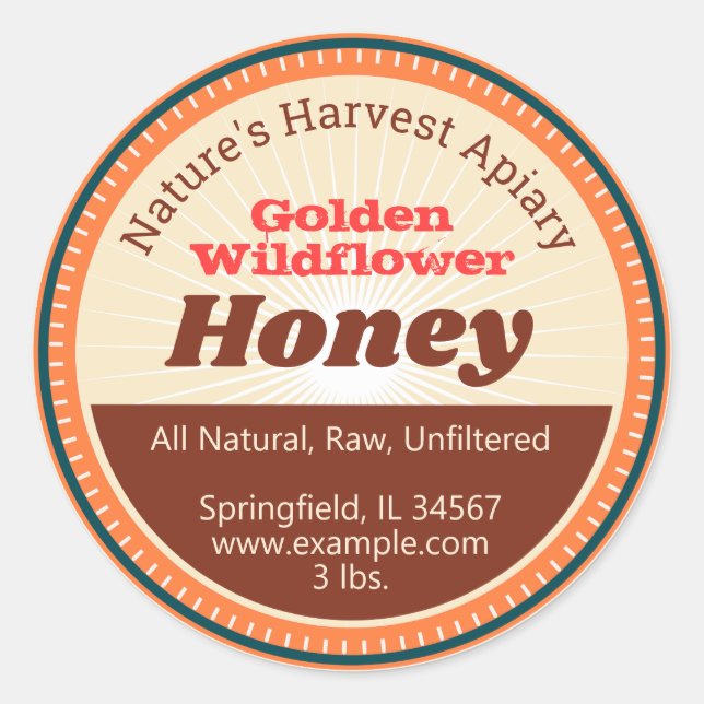 Sonnenburst Honey Light Orange Beekeeper Stickers (Vorderseite)