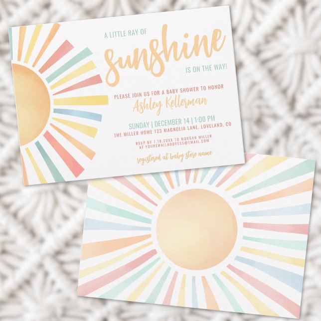 Sonnencreme-Dusche Einladung (Sun Little Ray Of Sunshine Baby Shower Invitation)