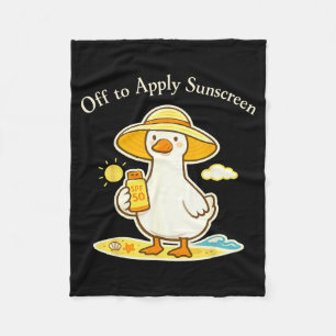 Sonnencreme-Gans macht sich auf zum Urlaub am Stra Fleecedecke