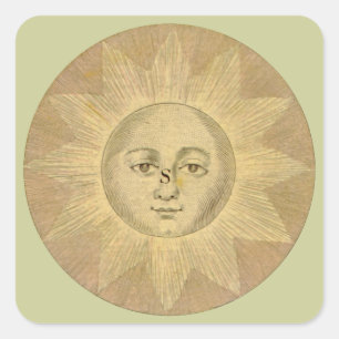 Sonnendetail aus der Antiquitätenkarte von Bowles, Quadratischer Aufkleber